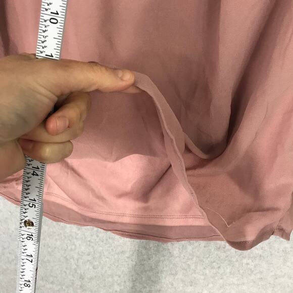 Monteau Blouse Womens Large Pink Top Ruffle Dusty Cottage Career Church Flowy - Picture 5 of 10